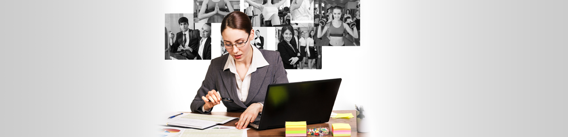 Anwältin prüft Unterlagen - Kontakt